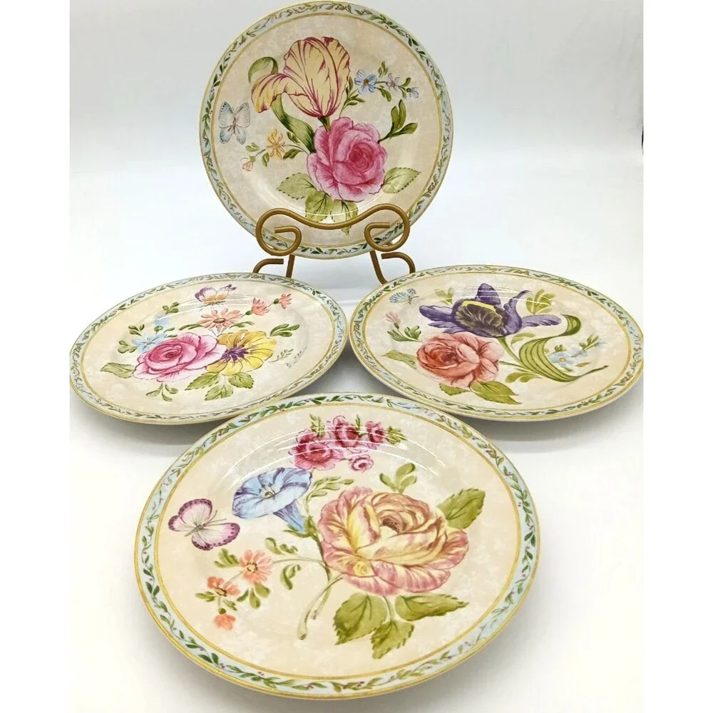 Vintage American Atelier Floral Daze 5024 Set of 4 Stoneware 8